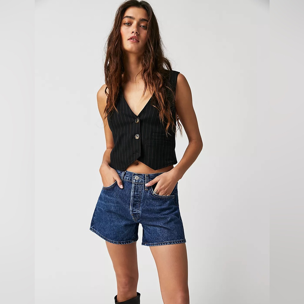 Agolde Dark Blue Denim Jean Shorts